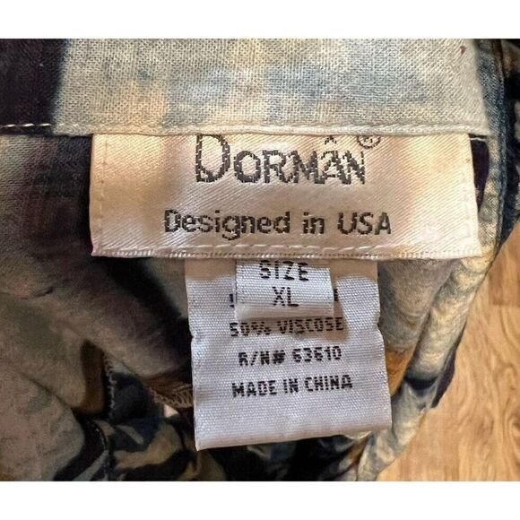 Dorman Art to Wear Womens XL Blue Tone Geometric Pattern Button Front Shirt - Picture 7 of 7